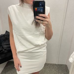 White High neck, fitted dress